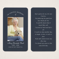 No Loving Memory Photo Funeral Prayer Card