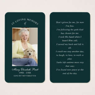 No Loving Memory Photo Funeral Prayer Card