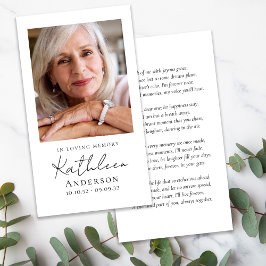 No Loving Memory Script Funeral Prayer Card