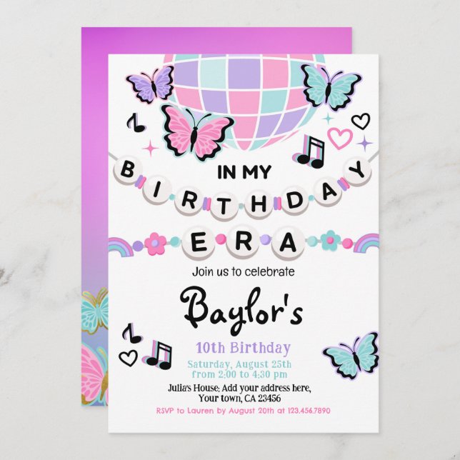 No meu Convite de festas da Era do Aniversário (Frente/Verso)