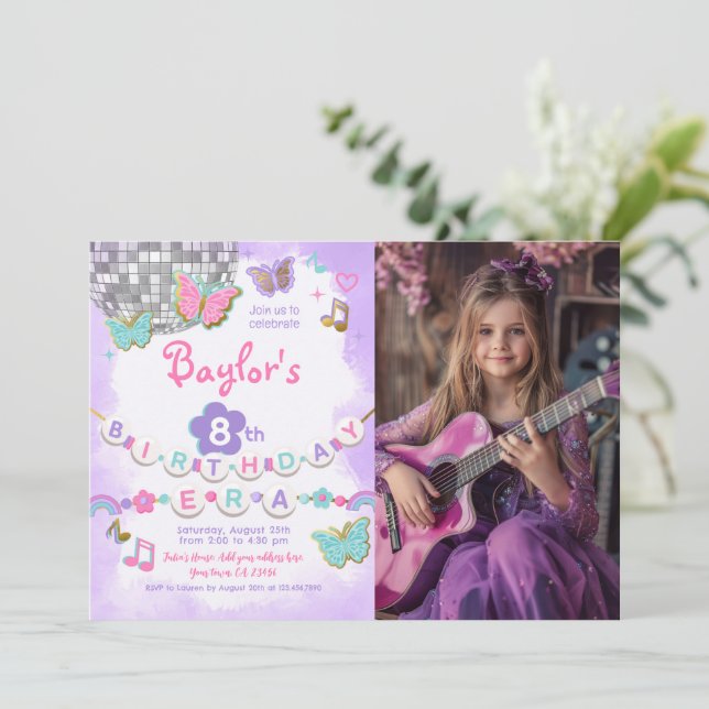 No meu Convite de festas da Era do Aniversário com (Em pé/Frente)