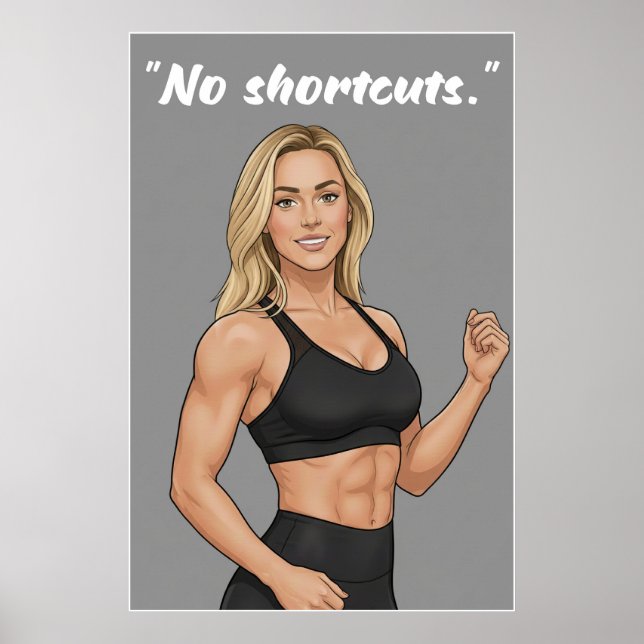 No Shortcuts – Fitness Motivation Poster (Frente)