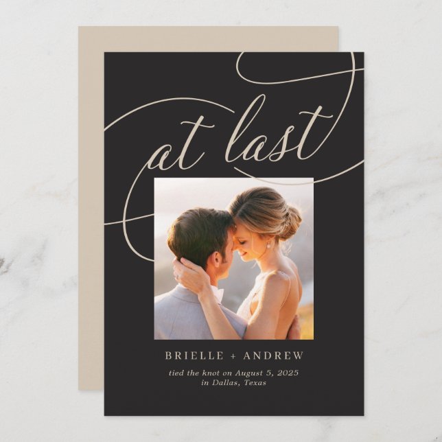 No Último Anúncio de Casamento de Cor Editável (Frente/Verso)