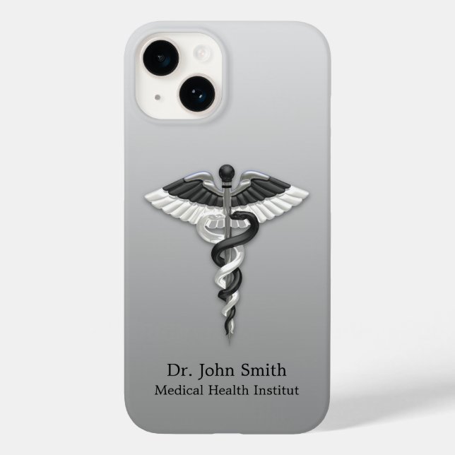 Noble Medical Classy Elegante Black White Caduceus (Verso)