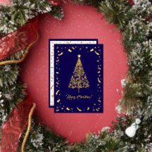 Nobre Natal Contemporâneo Azul-Marinho & Dourado