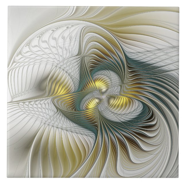 Nobre Ouro Teal Abstrato Fantasy Arte Fractal (Frente)