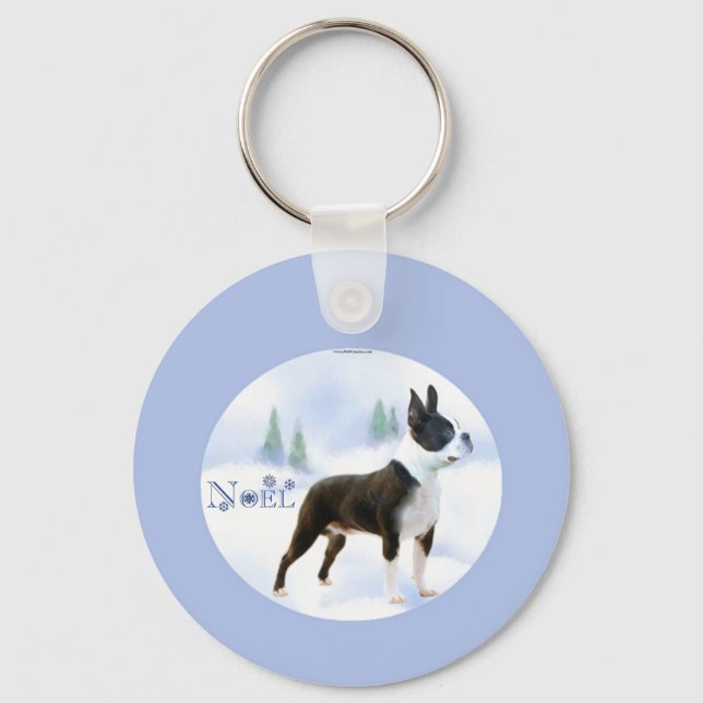Noel Boston Terrier Chaveiro (Frente)