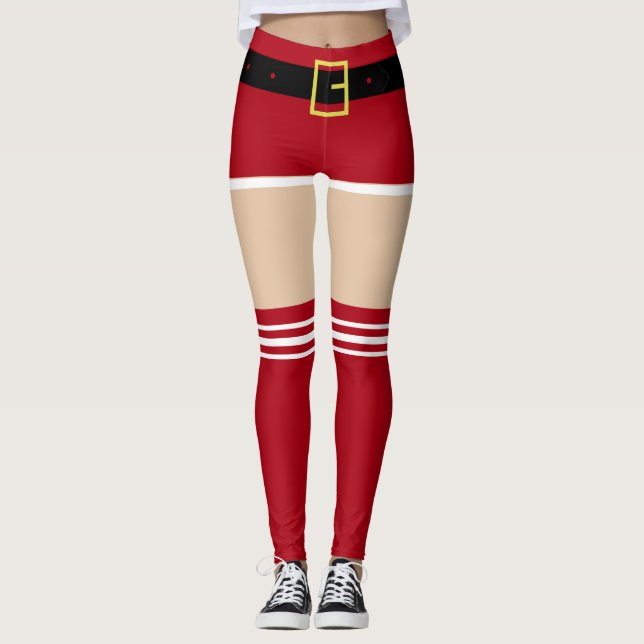 Noel Claus Engraçado Leggings de Natal (Frente)