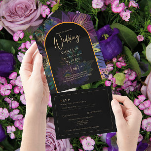 Noir Peacock Jewel Tones Casamento Floral
