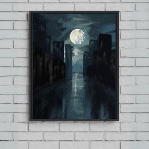 Noite da cidade iluminada - Arte da parede Canvas 