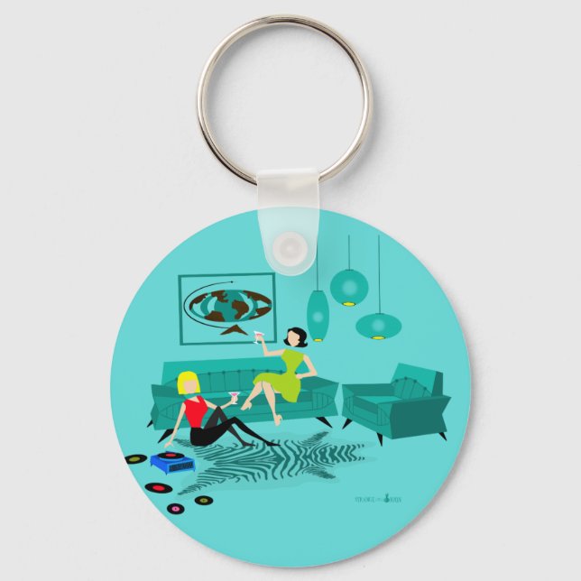 Noite Das Raparigas Retro No Botão Chaveiro (Frente)