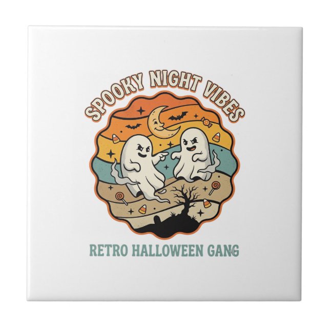 Noite de Fantasmas Retrô de Halloween (Frente)