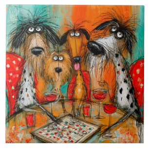 Noite de Jogos de Cães Divertidos com Vinho