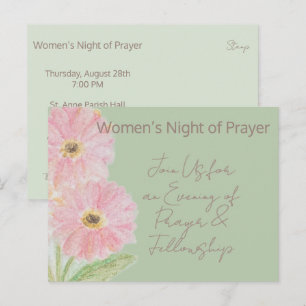 Noite de Oração das Mulheres Convite Floral Aquare