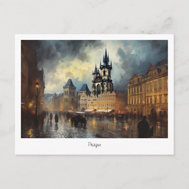 Noite do cartão postal Praga na República Checa (Frente)