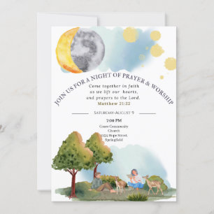 Noite Editável de Oração e Convite de Culto
