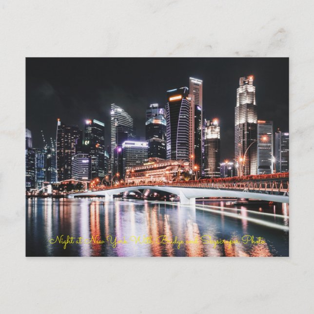 Noite em Nova York com cartões postais Bridge and  (Frente)