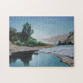 Noite enluarada do quebra-cabeça na madeira