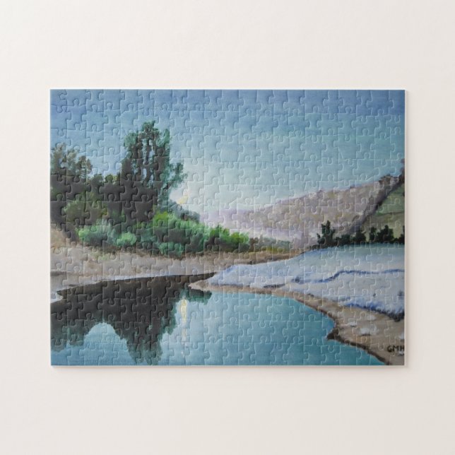 Noite enluarada do quebra-cabeça na madeira (Horizontal)