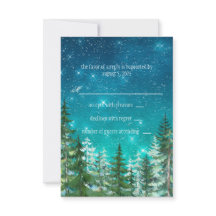 Noite Estrela Floresta Árvore Casamento RSVP