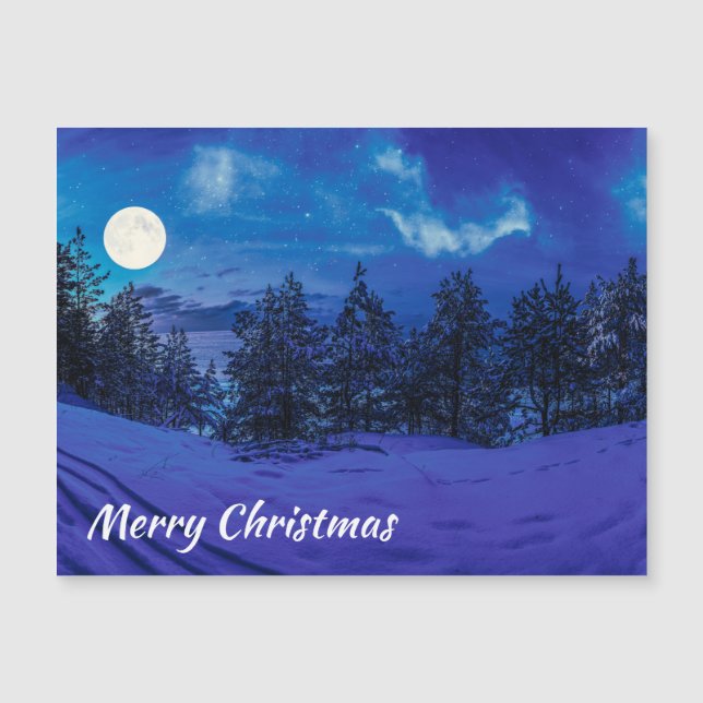 Noite estrelada com lua cheia na floresta (Frente)