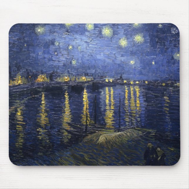 Noite estrelado sobre o Rhone Mousepad (Frente)