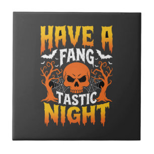 Noite Fantástica Crânio e Morcegos de Halloween