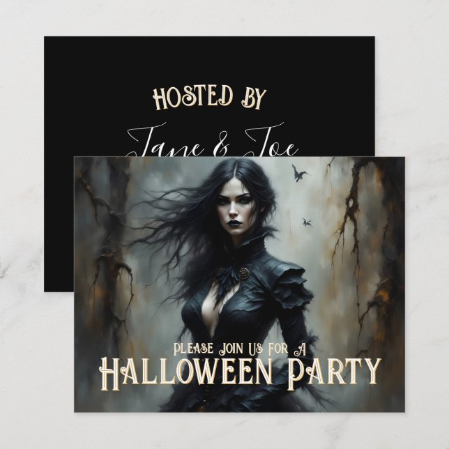 Noite Gótica de Halloween de Convite Misterioso (Frente/Verso)
