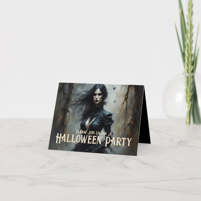 Noite Gótica de Halloween de Convite Misterioso (Frente)