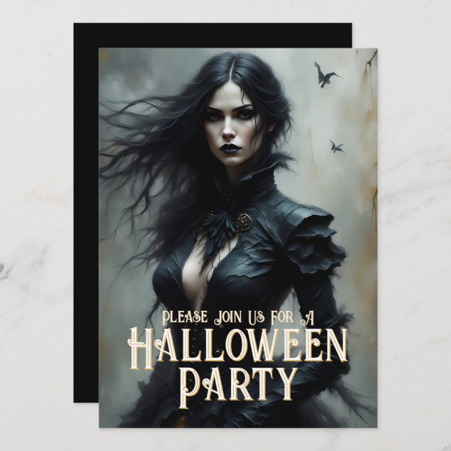 Noite Gótica de Halloween de Convite Misterioso (Frente/Verso)