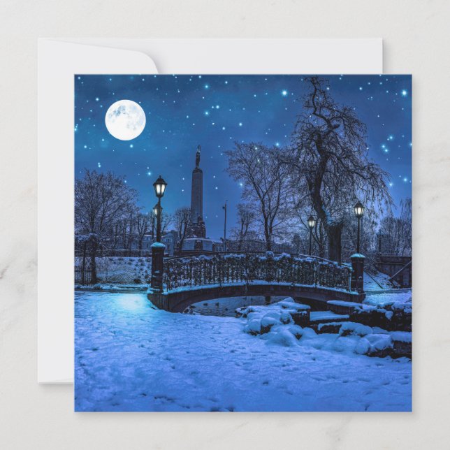 Noite mágica de inverno com céu estrelado e lua de (Frente)