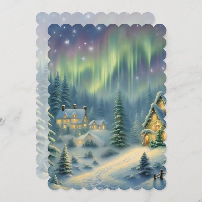 Noite mágica de Natal na floresta sob estrelas (Frente/Verso)