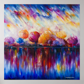 Noite na Impressão do Lago Canvas