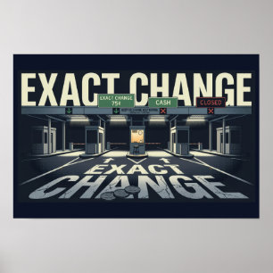 Noite Retro de Condução Exact Change Poster 18x12