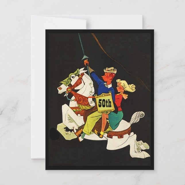 Noite retro no convite branco do cavalo do (Frente)