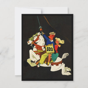 Noite retro no convite branco do cavalo do