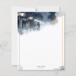 Noite Romântica de Chuva - Papel de Carta Elegante