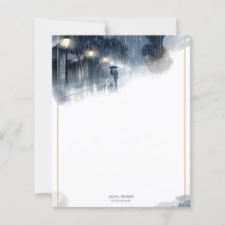 Noite Romântica de Chuva - Papel de Carta Elegante