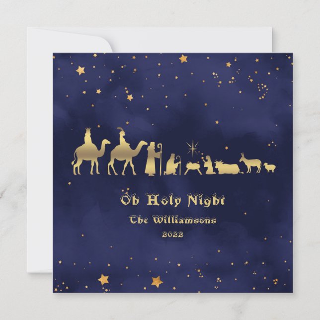 Noite Santa Dourada Natal Personalizado  (Frente)