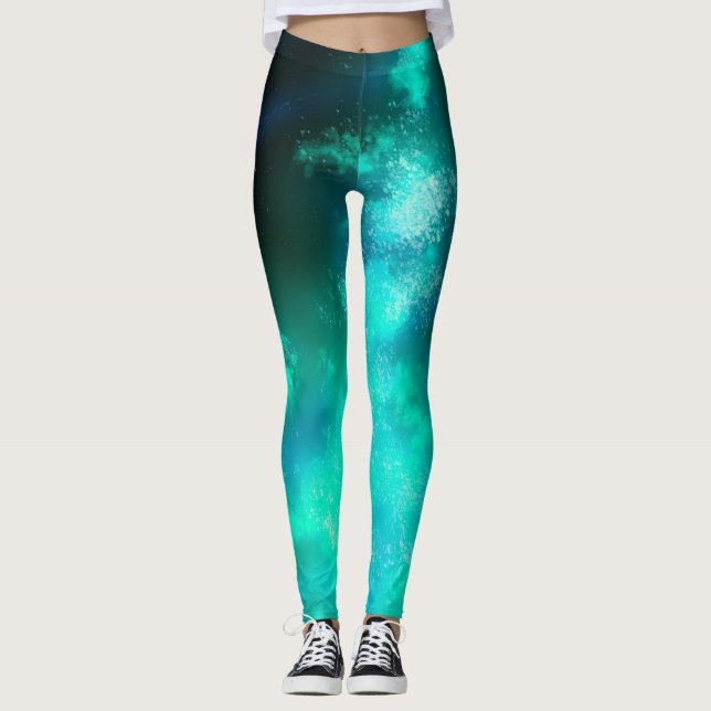 Noite Sky Emerald Green Leggings (Frente)