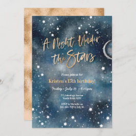 Noite sob as estrelas Dourado Convite