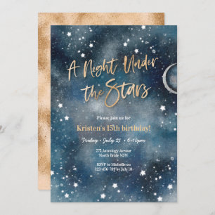 Noite sob as estrelas Dourado convite