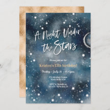 Noite sob o Convite de festas das estrelas