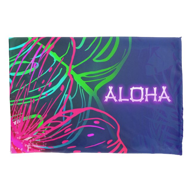 Noite Tropical de Luau Elétrico Neon Aloha (Frente)