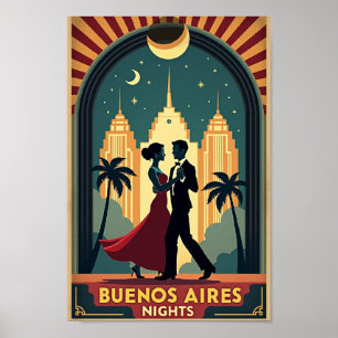 Noites de Buenos Aires - Poster Viagens vintage de