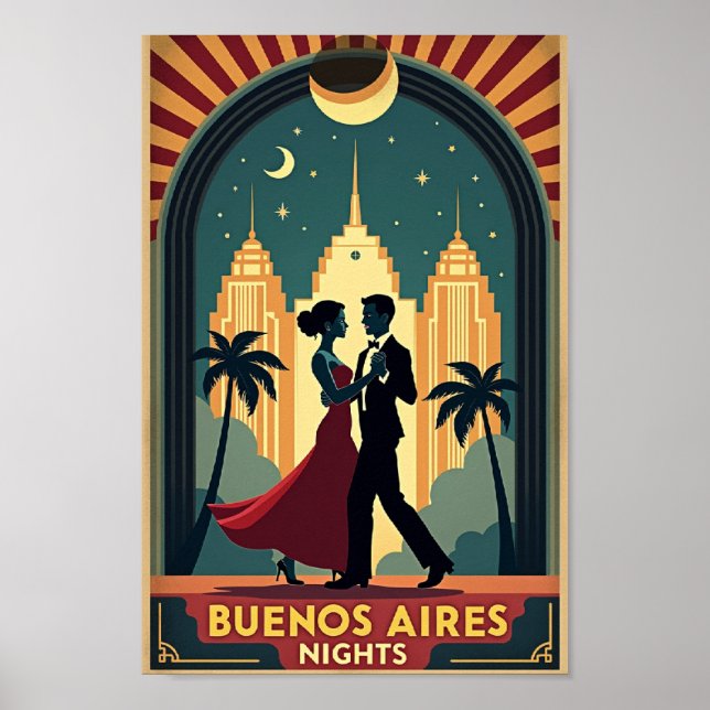Noites de Buenos Aires - Poster Viagens vintage de (Frente)