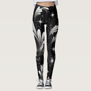 Noites Estreladas: Leggings Pretas e Brilho Branco