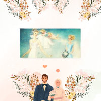 Noiva Anjo Vintage Casamento Impressão em Tela