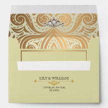 Noiva Artdeco Elegante Marfim com Diamante em Ouro