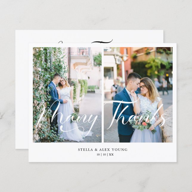 Noiva Barata e Groom 2 Fotos Colagem Mão Escrita (Frente/Verso)